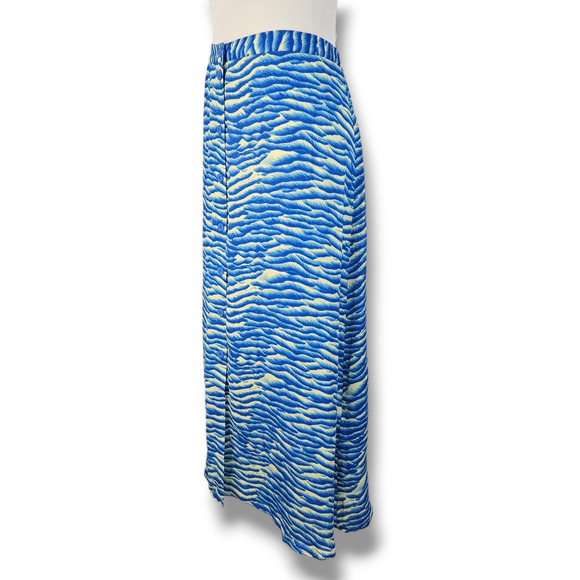 NWT Whistles Seafoam Print Button Front Midi A-Line Skirt Sz. 12 Blue Multi - Picture 2 of 10